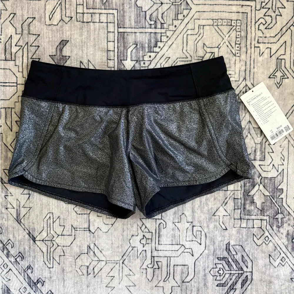 lululemon athletica Black and Silver Metallic Athletic Shorts